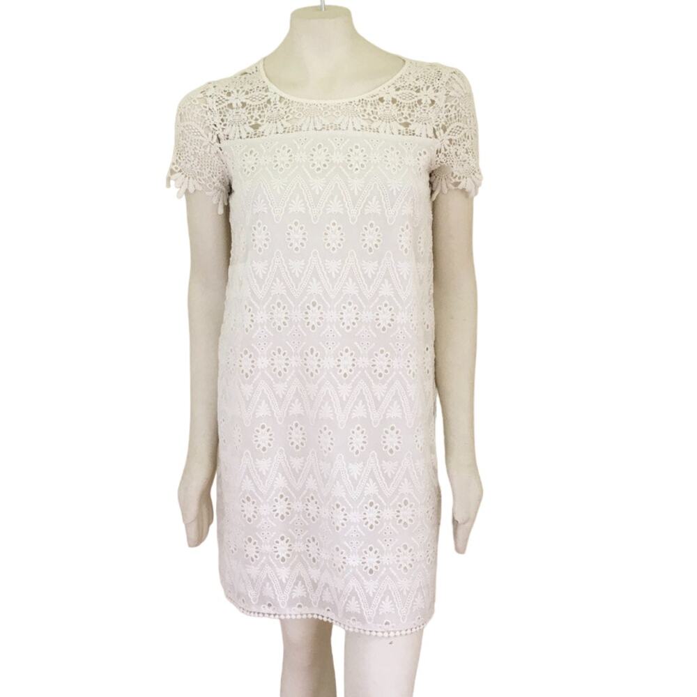 IKKS Guipure Lace Romance Dress in White  Bridal Bohemian Coquette  SZ S